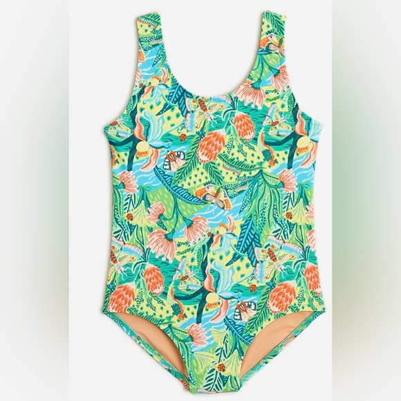 J.Crew - GIRLS' SMOCKED BIKINI TOP SWIMSUIT WITH UPF 50+ main image 1